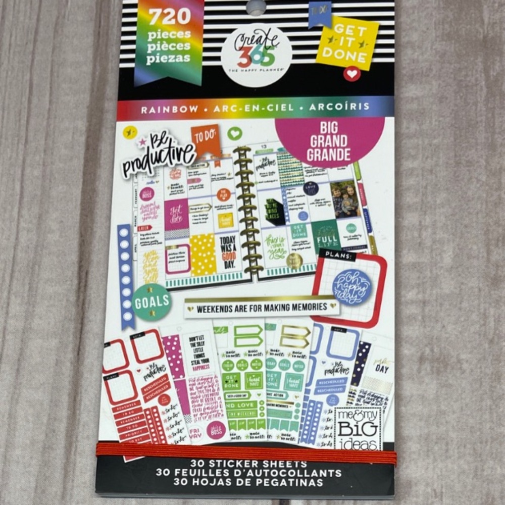 The Happy Planner Me & My Big Ideas Rainbow Get it Done Sticker Pack 720 Pieces